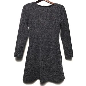H&M Gray Herringbone Skater Pocket Dress Size 6